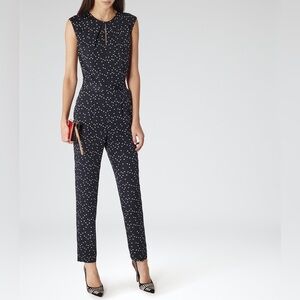 Reiss Otto Polka Dot Sleeveless Jumpsuit Black & White Size 2